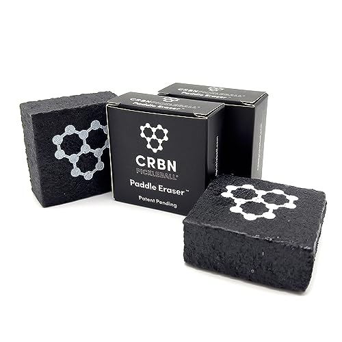 CRBN Pickleball - Paddle Eraser Best Carbon Fiber Pickle Ball Racket Cleaner Fast & Easy Rubber Bar to Remove Ball Residue Dirt & Minor Scrapes/Scratches - Patent Pending (Black 2 Pack)