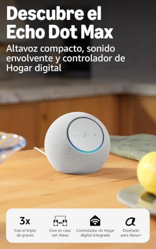 Miniatura 2 de Amazon Echo Dot Max (última generación): altavoz con sonido envolvente y controlador de Hogar digital integrado, Blanco, con Acceso Anticipado a Alexa+