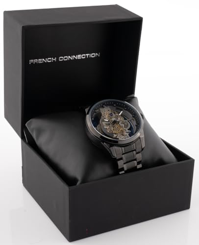 Image of French Connection Cosmos | Skeleton Dial | Stainless Steel Strap | Quartz Watch for Men - FCK1BM