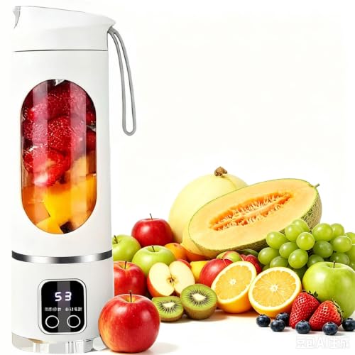 Batidora portátil para smoothie maker de 450 ml con tapa a prueba de fugas y apertura para beber