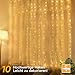 Ollny LED Lichtervorhang 2x2m, 200 LEDs Lichtervorhang innen USB warmweiß, Lichterkette innen fenster mit 10 Haken, für innen und außen Deko Hochzeit Party Wand Balkon(kein Stecker)