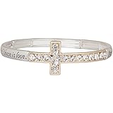 Heirloom Finds Two Tone 1 Corinthians 13:13 Crystal Cross Stretch Bracelet