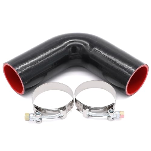 Image of 90 Degree Elbow Coupler Silicone Hose 4-Ply 2.25-inch(57mm) for Turbo /Intercooler /Intake Piping,Length 120mm Thickness 5mm with T-Bolt Clamp