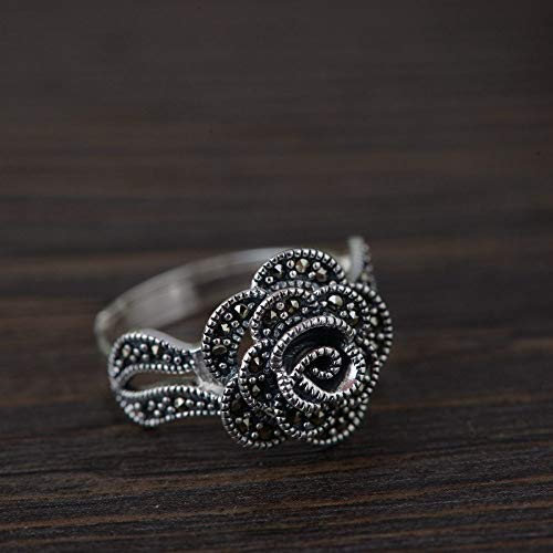 Bague ouverte réglable pour femme, anneau vintage S925 et bijoux de fiançailles chic
