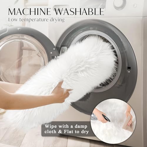 Pauwer Faux Lambskin Sheepskin Rug Longhair Faux Fur Faux Fleece Chair Sofa Cover Seat Pad Soft Shaggy Decor Fur Area Rug Floor Carpet