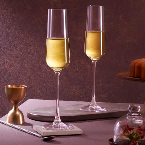 Image of Borosil 190ml x 2pc Royale Champagne Glass Set | Wine Glasses for Red & White Wine, Cocktails & Mocktails | Elegant Glassware for Home, Parties & Gifting