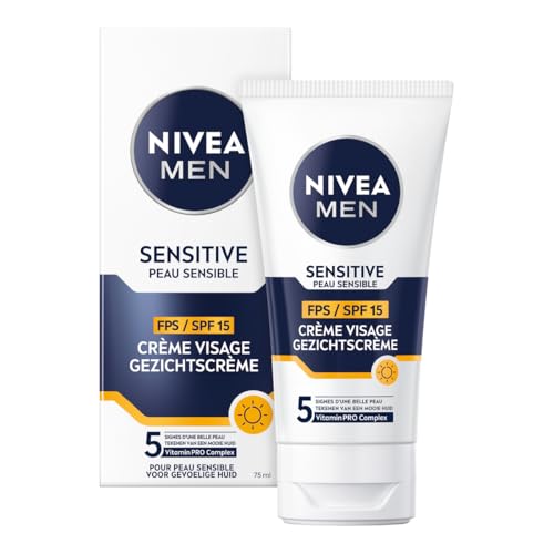 NIVEA MEN Sensitive Gezichtscrème - Dagcrème - Moisturizer- Gezichtsverzorging - SPF 15 - Gevoelige huid - Met kamille en vitamine E - 75 ml