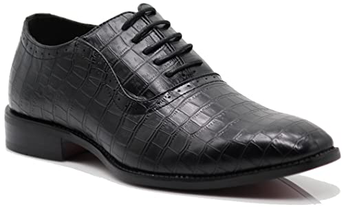 Image of Gator3N Men's Alligator Crocodile Print Oxfords Fashion Lace Up Dress Shoes
