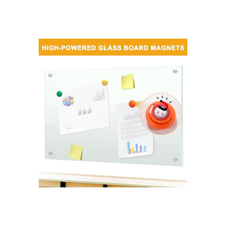 H-Qprobd White Board 24âx18â Magnet Dry Erase Boards Frameless Magnetic Glass Whiteboard for Wall, Wall Mounted Whiteboard Includes 12 Magnets, 8 Markers and 2 Erasers - Image 4