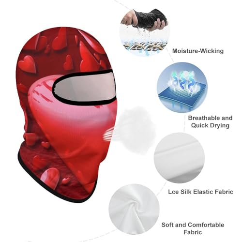 Balaclava para hombres, máscara para esquí con corazones rojos, cubreboca para invierno, protección facial para ciclismo miniatura 3