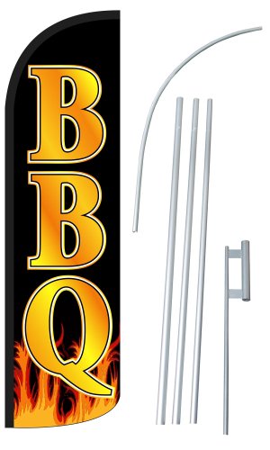 NEOPlex - "BBQ 12-Foot Super Swooper Feather Flag with Heavy-Duty 15-Foot Po...