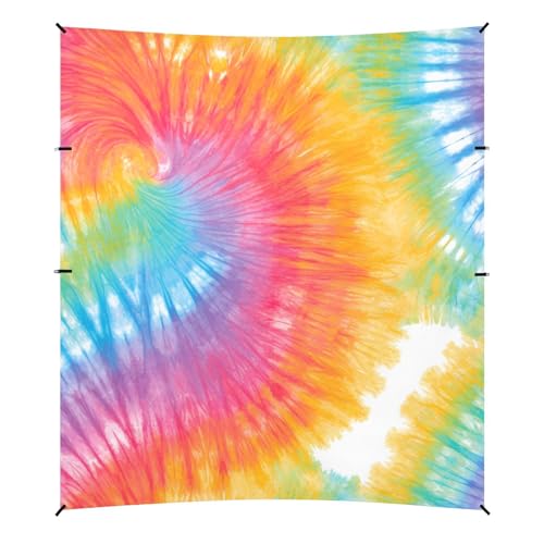 Red Tie Dye Background Rainbow Beach Tent UPF50 Easy Setup Large Sun Shelter with Carrying Bag for Backyard, Grassland, Park