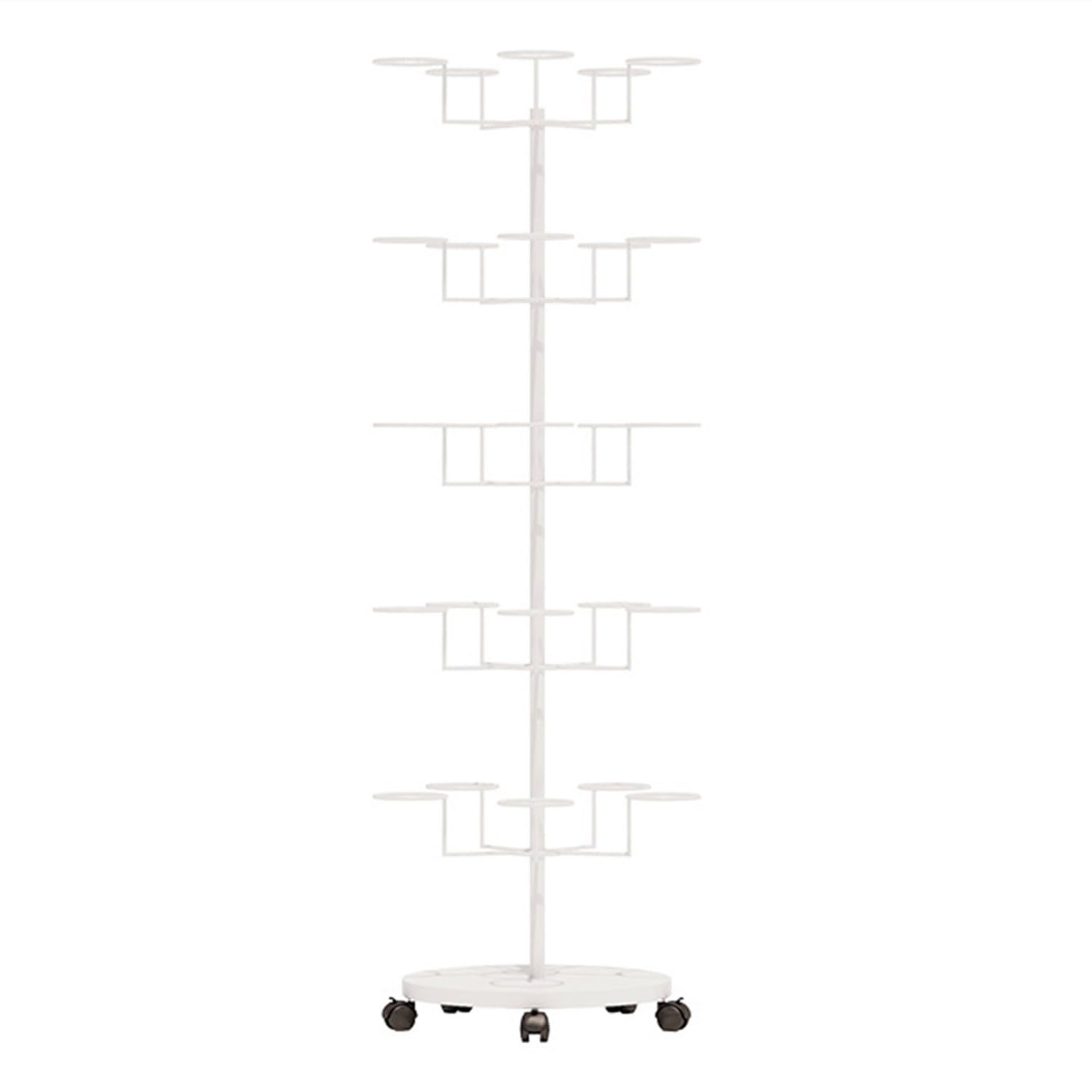 Support à chapeaux mobile en métal blanc avec 5 niveaux rotatifs