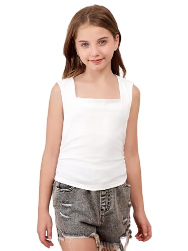 Image of SOLY HUX Girl's Tank Tops Cute Ruched Crop Top Shirts Camisole 2 Piece Trendy Summer Clothes for Teen Girls