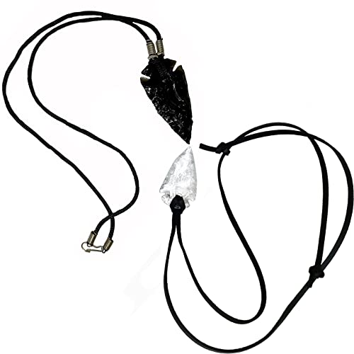 Black Obsidian Arrowhead Necklace Men Women Arrow Head Necklaces + Clear Glass Arrowhead #TOP5