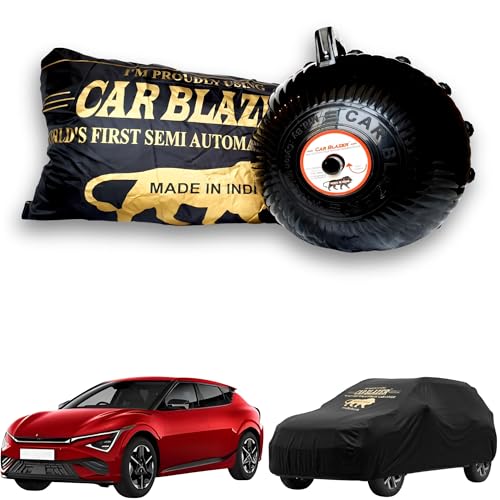 Image of CARBLAZER Portable & Semi-Automatic Full Body Car Covers: Heavy Duty Device| Anti-Theft| Dust & Scratch Proof | Water & Wind Resistant|Custom Fit| Dual-Side Cover, Compatible for Kia EV6