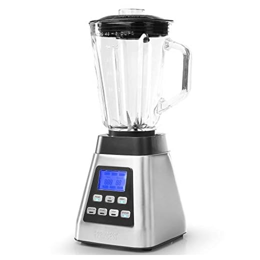 Princess 212071 Power Deluxe Batidora de Vaso Potente, 1000 W y Pantalla LCD, Jarra de Vidrio, Ajustes preprogramados, Apta para picar hielo