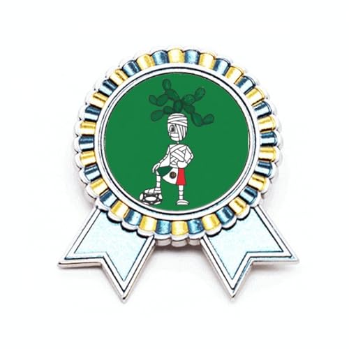 Broche mexicaine en métal M avec cheveux de cactus contre les médailles classiques