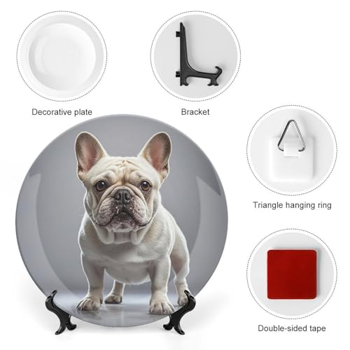 Plato Decorativo French Bulldog de Porcelana Ósea 7 in miniatura 3