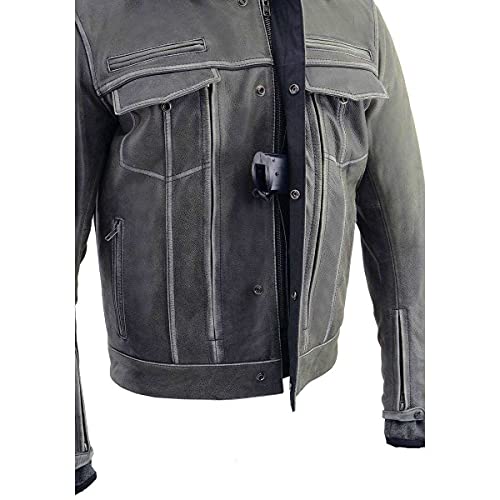 Image of Milwaukee Leather Men's Premium Leather Motorcycle Riders Vented Jacket with Removable Hoody Liner