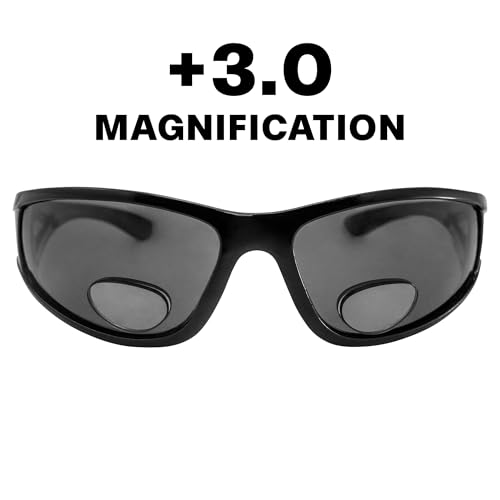 BluWater Polarized +3.0 Magnification Bifocal 3 Sunglasses, Gloss Black Frame, Gray Lenses2