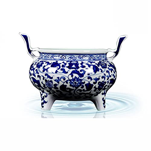 Vase en céramique bleu et blanc pour plantes et salon zen