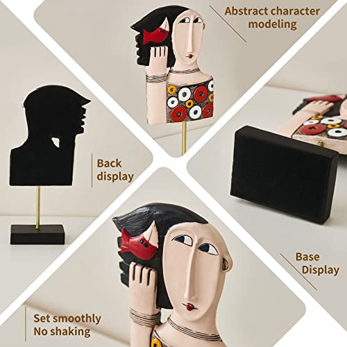 Fjs 11.14Inch Handcrafted Statues Resin Abstract Sculpture For Home Decor Modern，African Art Tribal Figurines Decorations Items, Bust Statue Decor For Bookshelf,Tv Stand,Living Room,Nightstand #TOP3