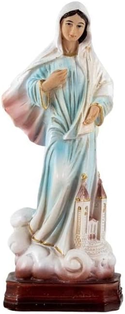 DRW Figura Virgen Medjugorje Resina Pintada a Mano 15 cm
