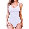 SUNRO-Womens-Scoop-Neck-Top-Bodysuit-Jumpsuit SUNRO Women's Scoop Neck Top Bodysuit Jumpsuit (White, Medium)