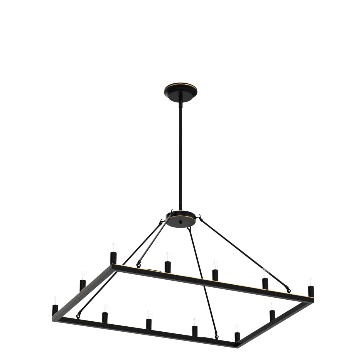 7 PANDAS Rustic Vintage Rectangle Farmhouse Chandelier, 12-Lights