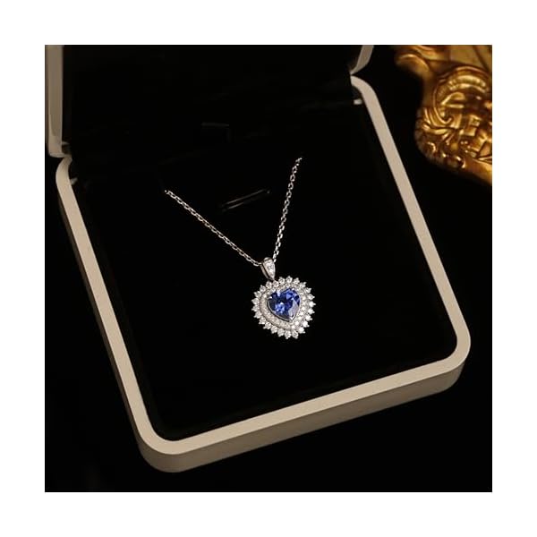 Heart of the Ocean Necklace – Lab-Grown Blue Sapphire & Moissanite Pendant, 18K White Gold Plated 925 Sterling Silver, Titanic Inspired Jewelry Gift for Women - Image 3