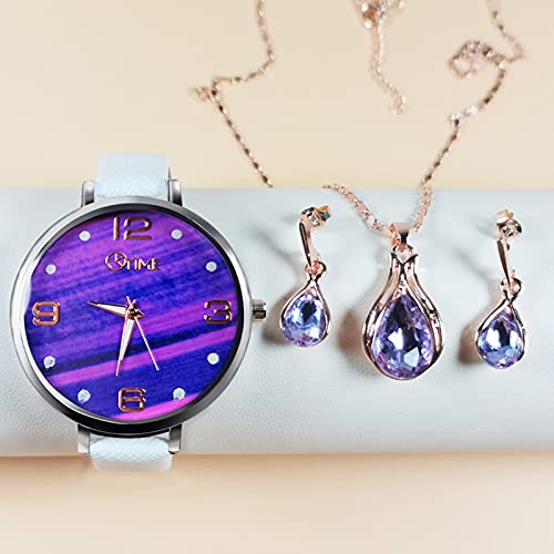 Moniss Conjunto de presente de 4 peças de colar de relógios femininos para mulheres, moda feminina,