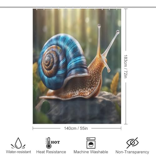 Rideau de douche escargots en polyester imperméable 140x183cm
