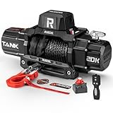 RUGCEL WINCH 20000lb Waterproof Electric Synthetic Rope Winch 12V with Hawse Fairlead,Black Rope,for Truck SUV,2 in 1 Infrared Remote Control