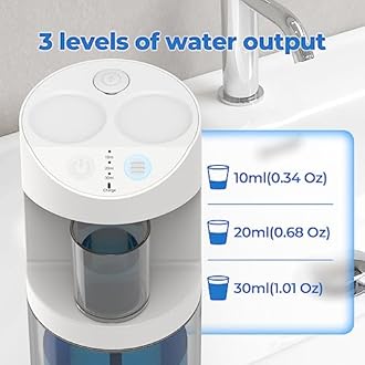 Automatic Mouthwash Dispenser, 550ml (19.35 Oz) Mouthwash Dispenser for Bathroom with Magnetic Cups, 3 Dispensing Levels, Long Standby Time White