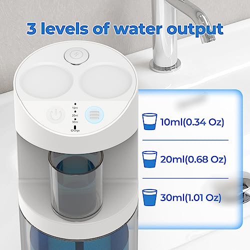 Automatic Mouthwash Dispenser, 550ml (19.35 Oz) Mouthwash Dispenser for Bathroom with Magnetic Cups, 3 Dispensing Levels, Long Standby Time White