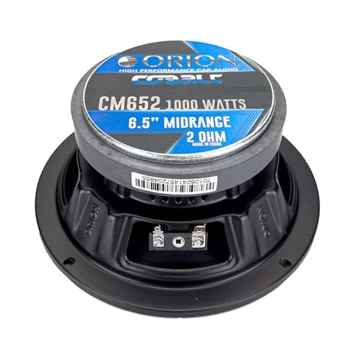 ORION Cobalt CM652 High Efficiency 6.5" Mid-Range Bullet Loudspeakers, 1000W Max Power, 250W RMS, 2 Ohm, 1.5" Voice Coil - Pro Car Audio Stereo, Midrange Speakers (Pair)