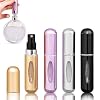 4 Pcs Vaporisateur Parfum Vide Rechargeable Mini Portable Voyage Parfum Atomiseur Bouteille pour Homme & Femme (5ml)