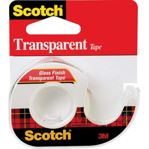 Scotch 144 Transparent Tape in Hand Dispenser, 1/2-Inch x 450-Inch, 1-Inch Core, Clear