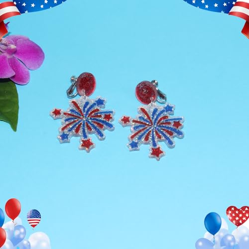 Aretes Clip On con Bandera Americana Patriótica miniatura 6