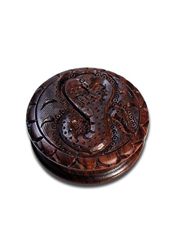 bong-discount Kräuter-Mühle, Herb-Crusher, HOLZ-Grinder | 2-teilig | 30 x 77 mm | Stift-Zähne, Metallstifte | ROSENHOLZ…