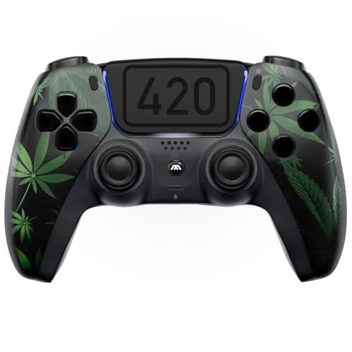 MODDEDZONE Custom Wireless UN-MODDED PRO Controller compatible with PS5 Exclusive Unique Design (420 Black)