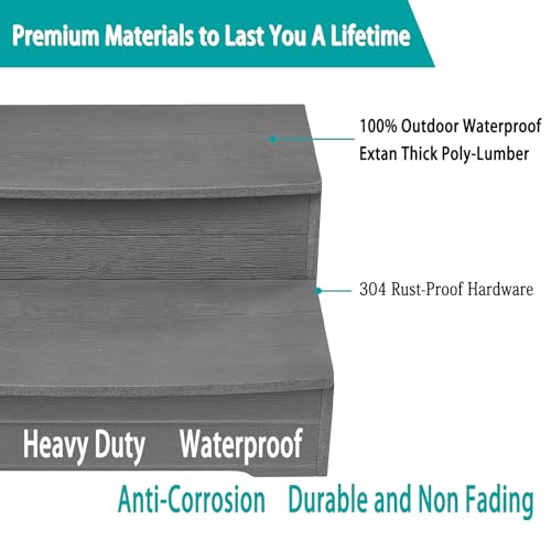 Image of Hot Tub Steps Gray, Outdoor 2 Steps, Heavy Duty Steps for Hot Tubs, Spa, Deck & Above Ground Pools for Easy Access,Durable Weather-Resistant Indoor /Outdoor Use (Grey)