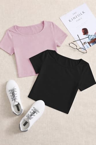 Image of KERI PERRY Tops for Women Crop Top for Women's Tank Activewear Tee Sports Work Out Wear Casual Round Neck Cotton Camisole Pack of 2