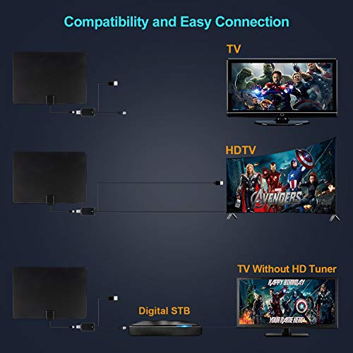 TV Antenna Indoor, Amplified HD Digital TV Antenna Long 120-150 Miles Range, Support 4K 1080P Fire TV Stick and All Old TV for Local Channels, Smart Amplifier Signal Booster and 13 Ft Coax Cable
