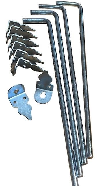 18" Cane Bolt, 5/8" Thick, Gate Drop Rods & Stopper Heavy Duty Steel, Zinc Plated Finish, Set of 4