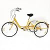WooDerson 24 Inch Adult Tricycle Yellow, 6 Speed, Max Load 120kg, 3 Wheel Adult Trike Cargo Bikes With Light, Basket Load 25kg, For Cities Beaches Outskirts, Unisex #2