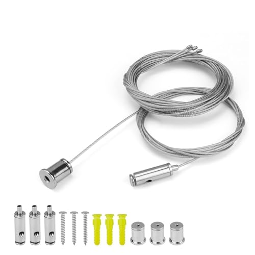 SHENGYIG Câble en Acier Inoxydable pour Suspension de Luminaire | 4 Pièces, Longueur Réglable 2m...