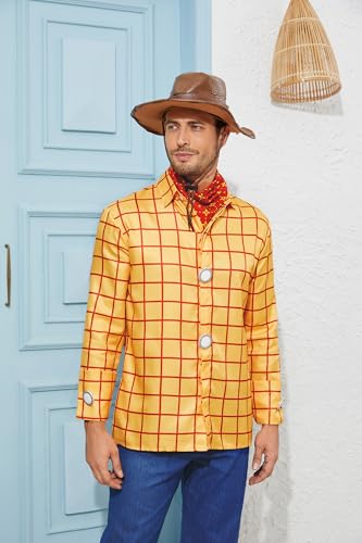 Woody Shirt Men's Plaid Button Down Long Sleeve Work Casual Shirt2