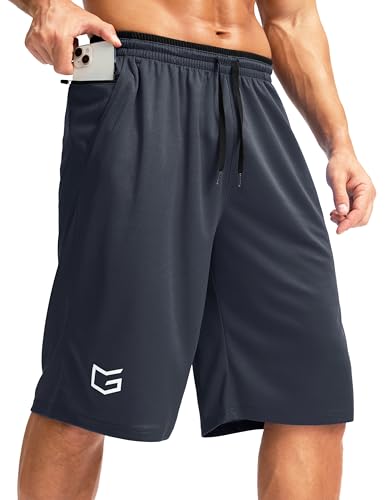 G Gradual Men's Long Basketball Shorts Zipper Pocket 11''